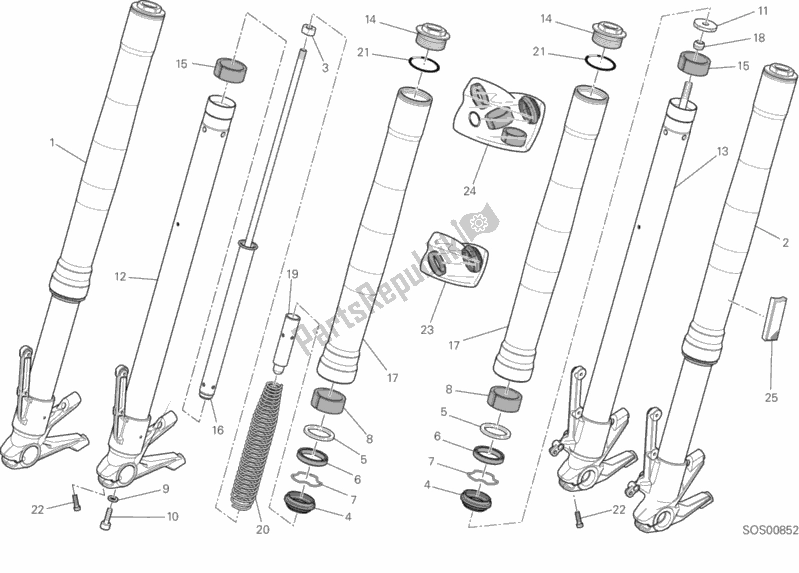 Toutes les pièces pour le Fourche Avant du Ducati Monster 797 Brasil 2018